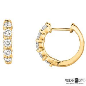1.00 Carat Natural Diamond Hoop Earrings 14K Gold